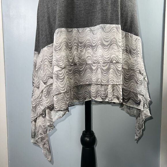 Elizabeth and James Gray Slip Dress, Silk Patterned Ruffle Layered Hem Women’s S - Picture 5 of 11